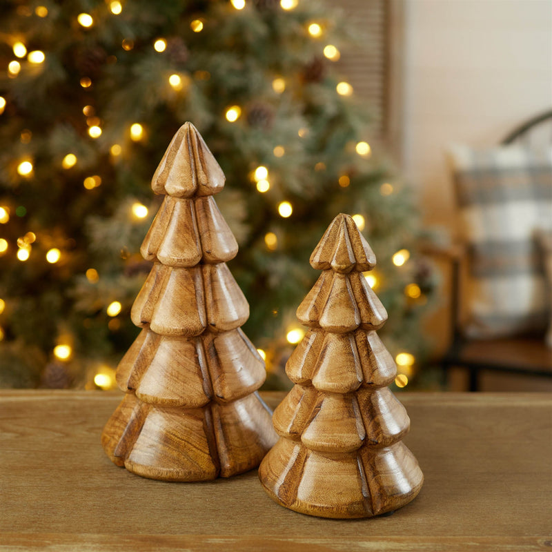 Melrose Modern Wood Pine Tree (Set of 2)