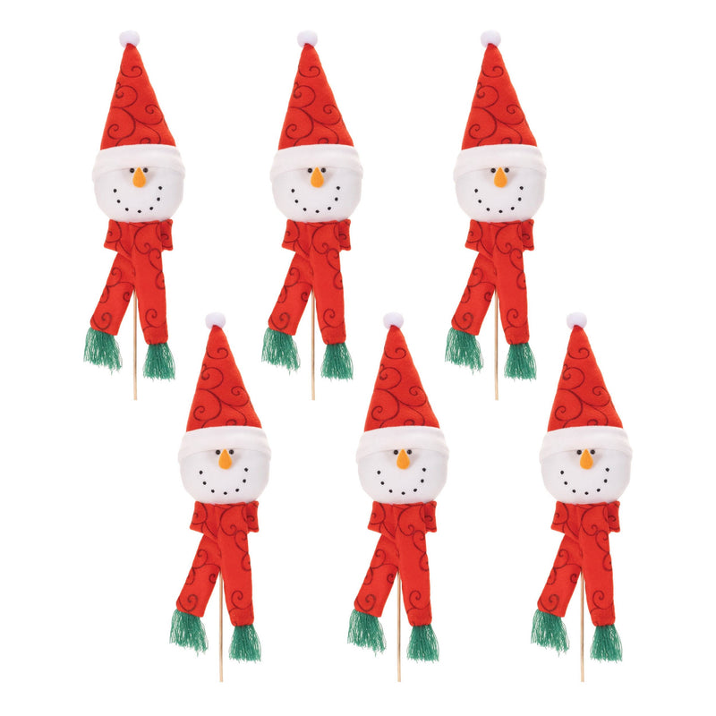 Melrose Plush Snowman Head Pick (Set of 6)