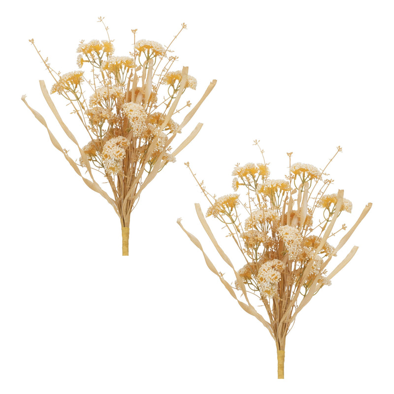Melrose Beige Floral Grass Bush (Set of 2)