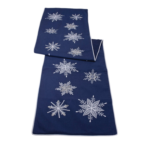 Melrose Embroidered Snowflake Table Runner 72"L