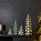 Melrose Flocked Seafoam Pine Tree with Carved Design (Set of 4)