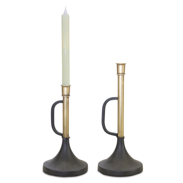 Melrose Metal Trumpet Taper Candle Holder (Set of 2)