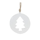 Melrose White Wood Pine Tree Cut-Out Ornament (Set of 12)