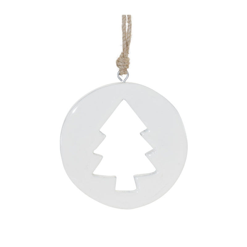Melrose White Wood Pine Tree Cut-Out Ornament (Set of 12)