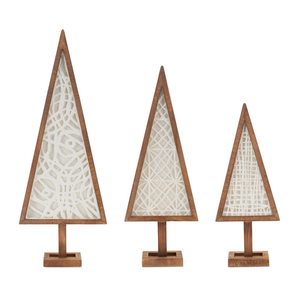 Melrose Framed Paper Mache Pine Tree (Set of 3)
