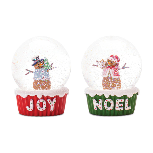 Melrose Gingerbread Snowman Snow Globe (Set of 2)
