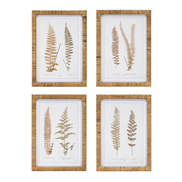 Melrose Wood Framed Fern Print Wall Decor, Rustic, Wood