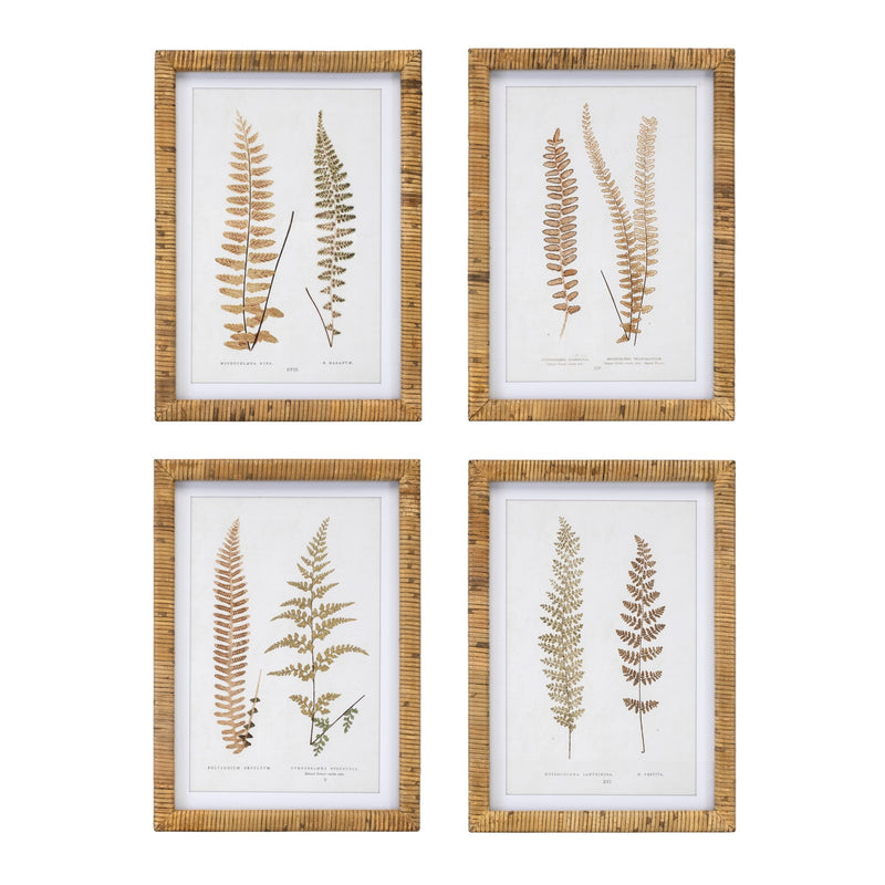 Melrose Wood Framed Fern Print Wall Decor, Rustic, Wood