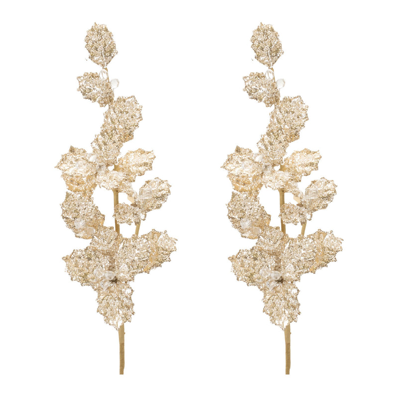 Melrose Beaded Holly Leaf Spray (Set of 2)