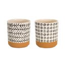 Melrose Geometric Patterned Pot with Terra Cotta Accent Set of 4 Planter
