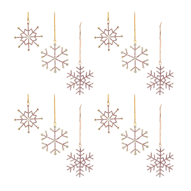 Melrose Jeweled Metal Snowflake Ornament (Set of 12)