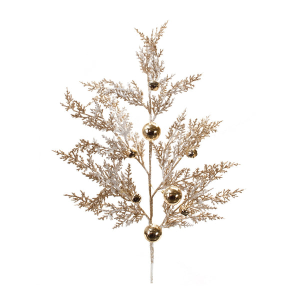 Melrose Flocked Sleigh Bell Pine Spray (Set of 2)
