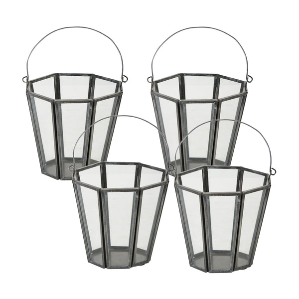 Melrose Iron Candle Holder Bucket with Handle (Set of 4)