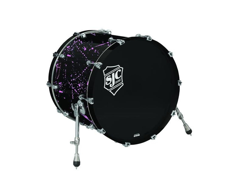 SJC Drums Navigator Bass Drum – 18"x22" - Black with Pink Splatter