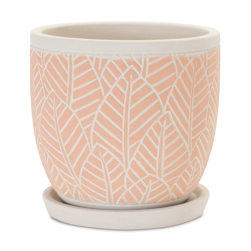 Melrose Stone Planter with Plate Set of 2 Planter