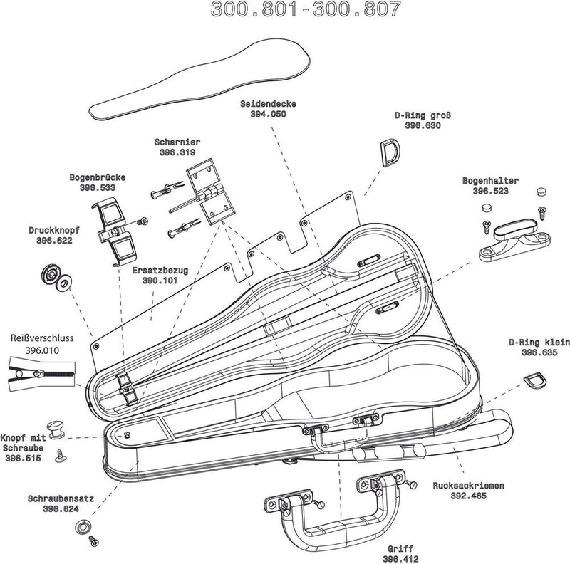 GEWA Concerto 1/2 Shaped Black Violin Case - Thermo Shell & Blue Velour Interior