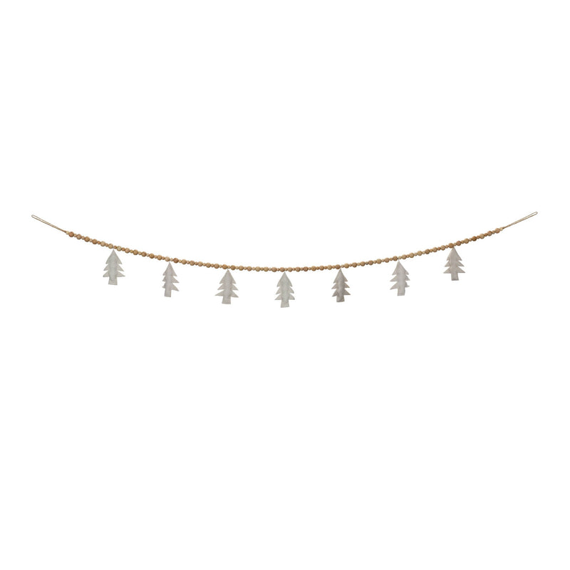 Melrose Wood Beaded Wool Tree Garland (Set of 2)