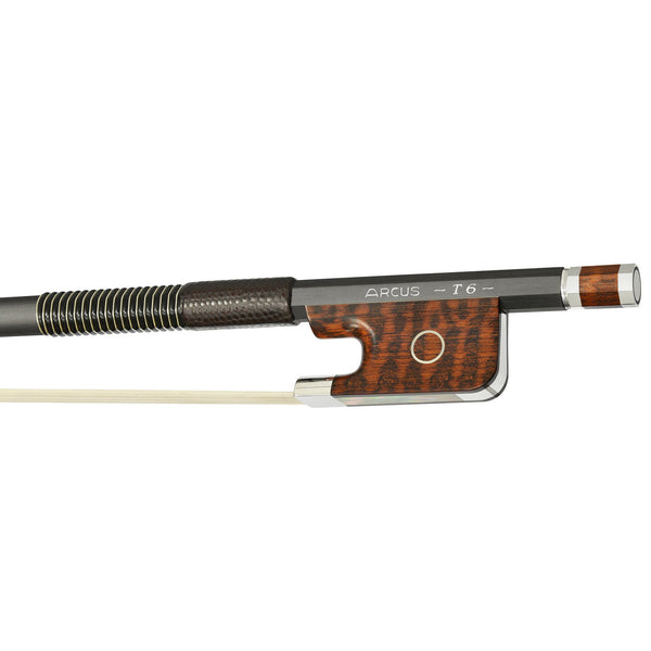 Arcus T6 Round Silver Cello Bow with Snakewood Frog