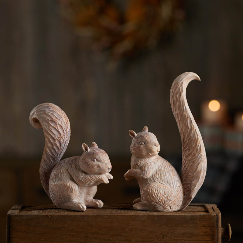Melrose White Washed Etched Squirrel Figurine (Set of 2) Multicolor Farmhouse Po