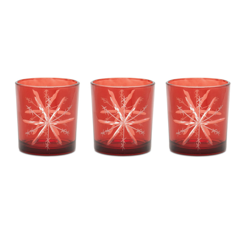 Melrose Glass Snowflake Votive Holder (Set of 3)