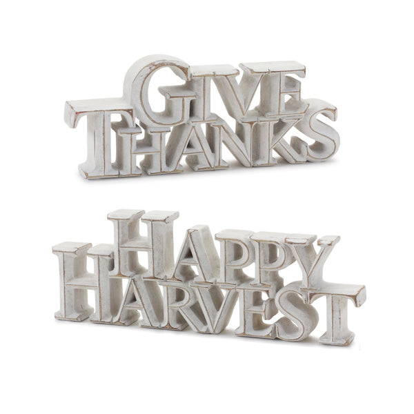 Melrose Happy Harvest and Give Thanks Tabletop Sign (Set of 2)