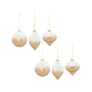 Beaded Gold Glass Ornament with Snowy Accent (Set of 6)