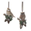 Melrose Snowy Cardinal Bird and Owl Ornament (Set of 12)