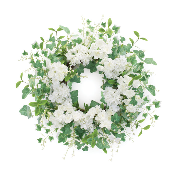 Hydrangea and Ivy Leaf Wreath 21.5"D