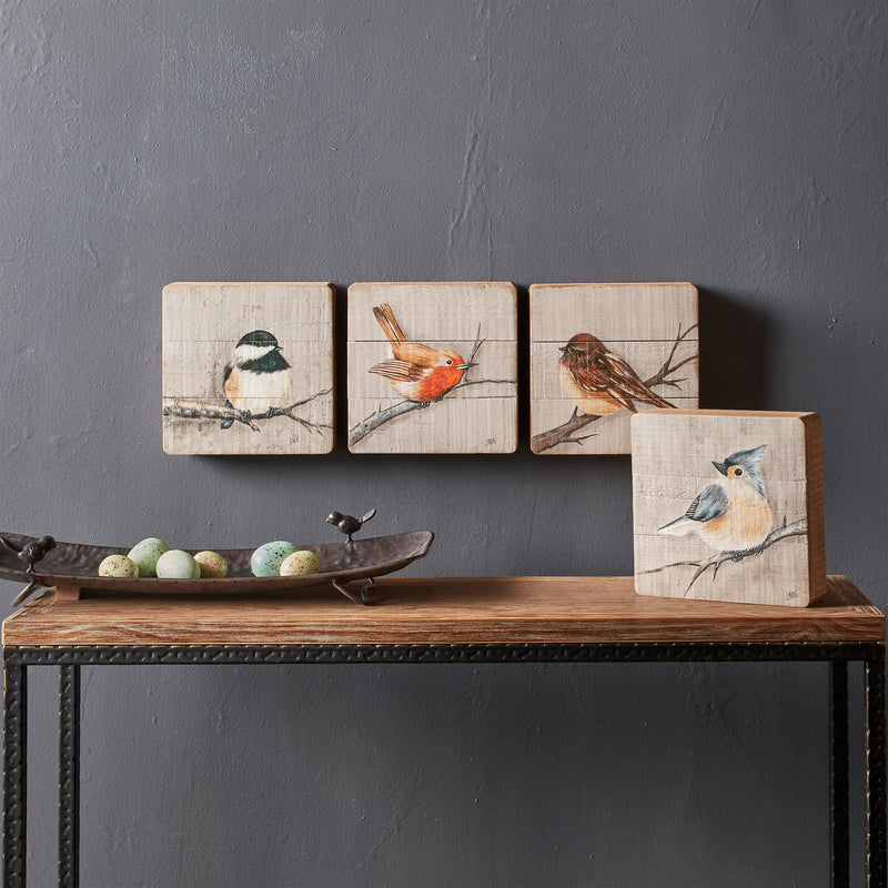 Melrose Rustic Wood Bird Plaque Wall Decor, Rustic, Wood