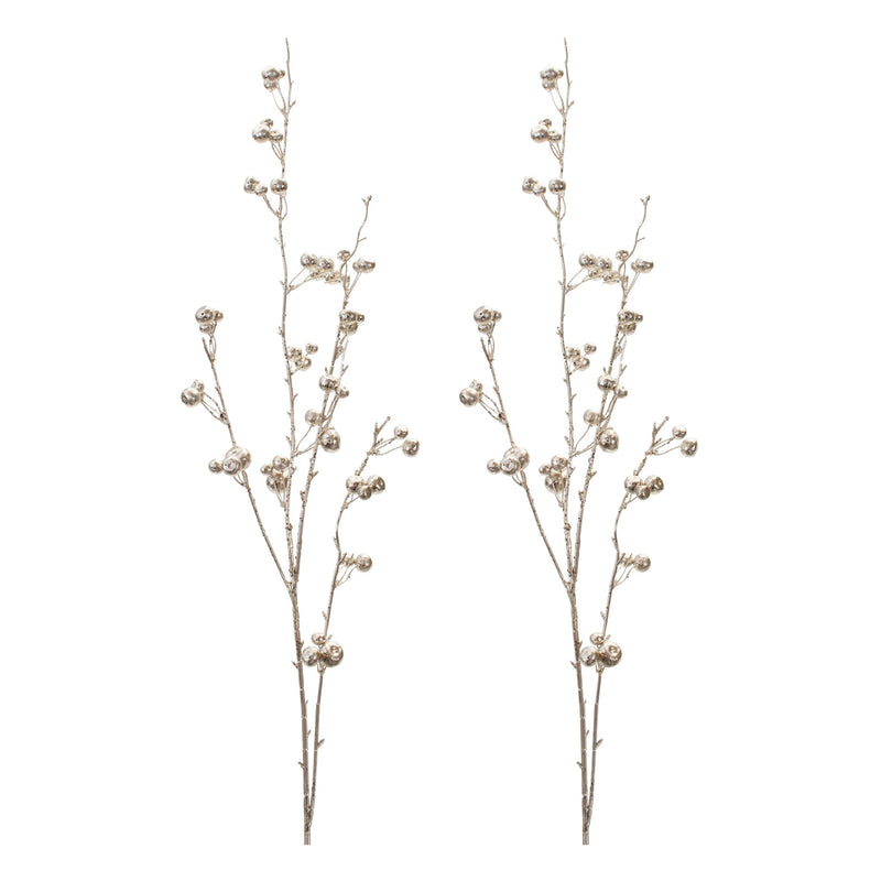 Melrose Glittered Gold Berry Twig Spray (Set of 6)