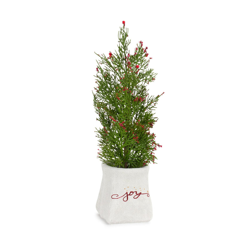 Melrose Mini Pine Tree with Berries in Ceramic Pot (Set of 2)