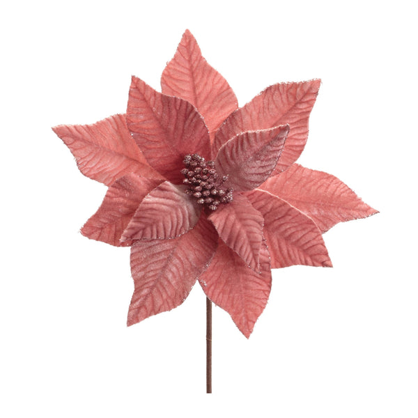 Melrose Glittered Poinsettia Flower Stem (Set of 6)