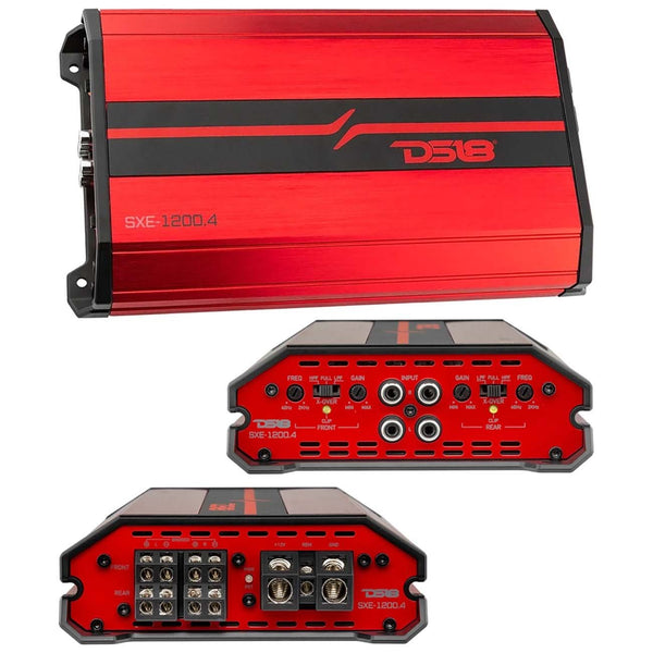 DS18 SXE-1200.4/RD 4-Channel 400W RMS Amplifier - Red