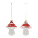Melrose Glittered Glass Mushroom Ornament (Set of 6)