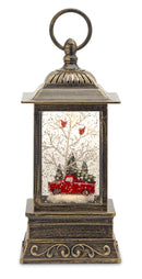 Melrose LED Snow Globe Lantern with Truck and Forest Scene 10.25"H