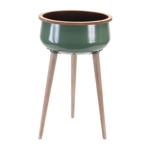 Melrose Metal Planter with Wood Legs 24"H Planter