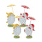 Melrose Whimsical Dancing Garden Gnome Figurine with Umbrella (Set of 4)