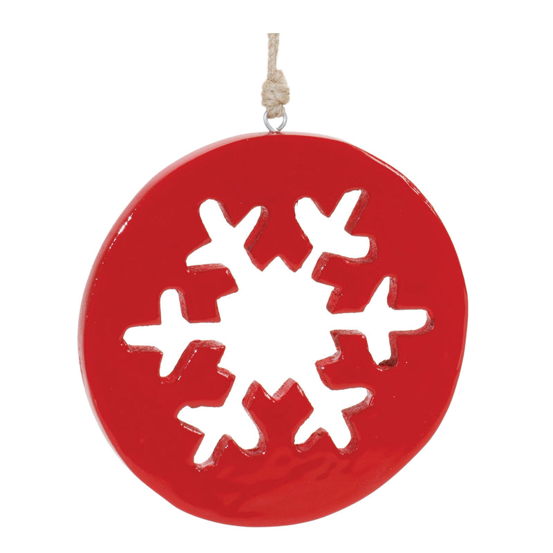 Melrose Red Wood Snowflake Cut-Out Ornament (Set of 12)