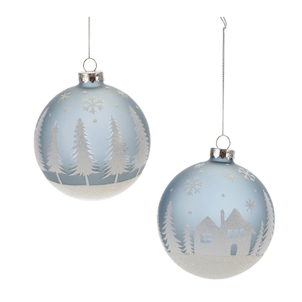 Frosted Forest and Village Ball Ornament (Set of 6)