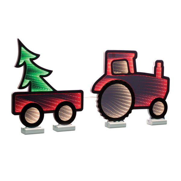 Melrose Holiday Tractor and Wagon Ekko Light Display 29.5"L
