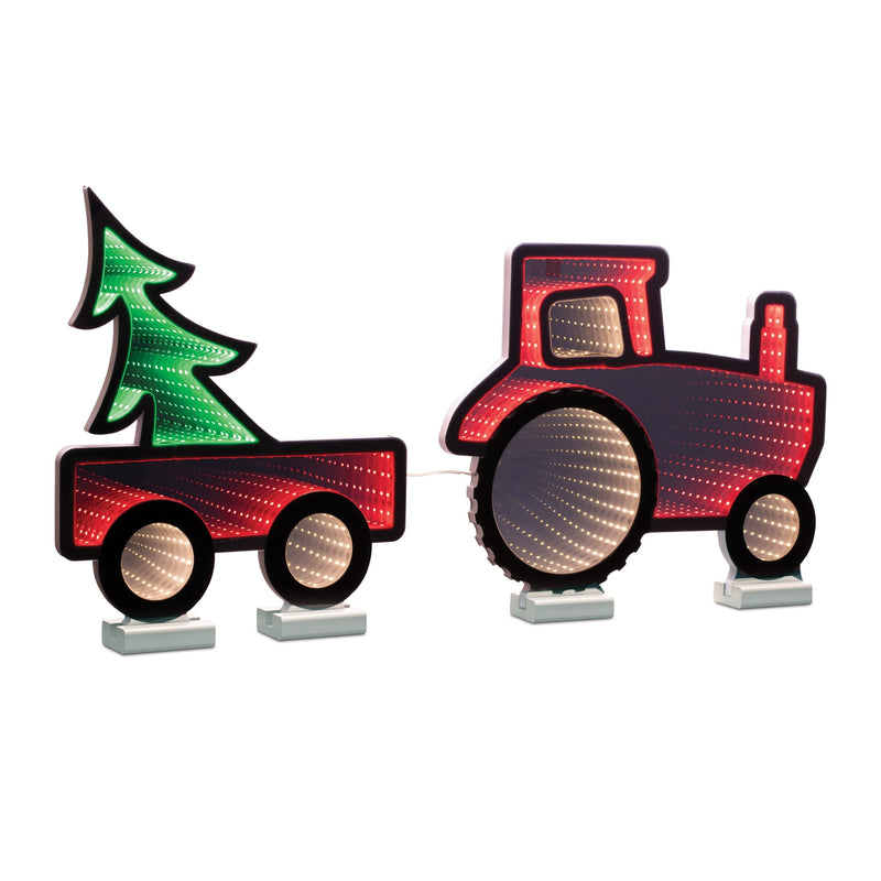 Melrose Holiday Tractor and Wagon Ekko Light Display 29.5"L
