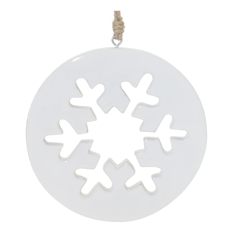 Melrose White Wood Snowflake Cut-Out Ornament (Set of 12)