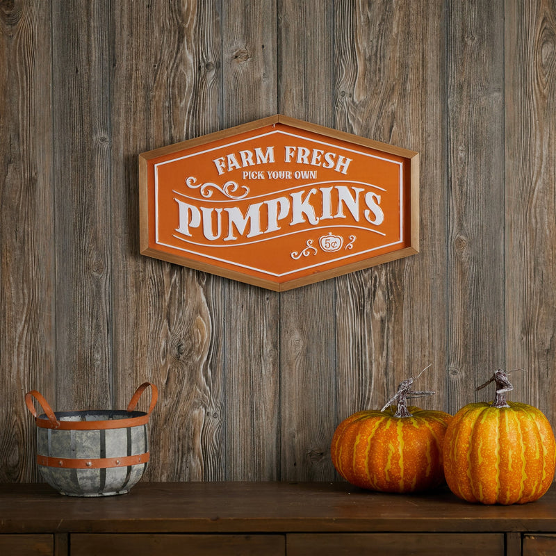 Melrose Framed Metal Farm Fresh Pumpkins Sign 19.5"L