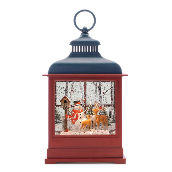 Melrose LED Woodland Snowman Snow Globe 12"H
