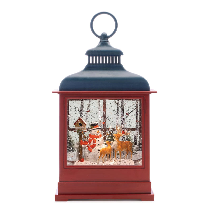 Melrose LED Woodland Snowman Snow Globe 12"H