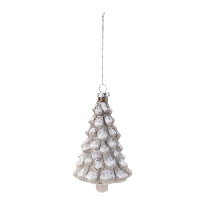 Melrose Snowy Glass Tree Ornaments – Set of 6
