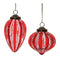 Red Ribbed Crackle Glass Ornament (Set of 6)