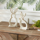Melrose Carved Stone Bunny Outline Decor (Set of 2) Multicolor Home Accent