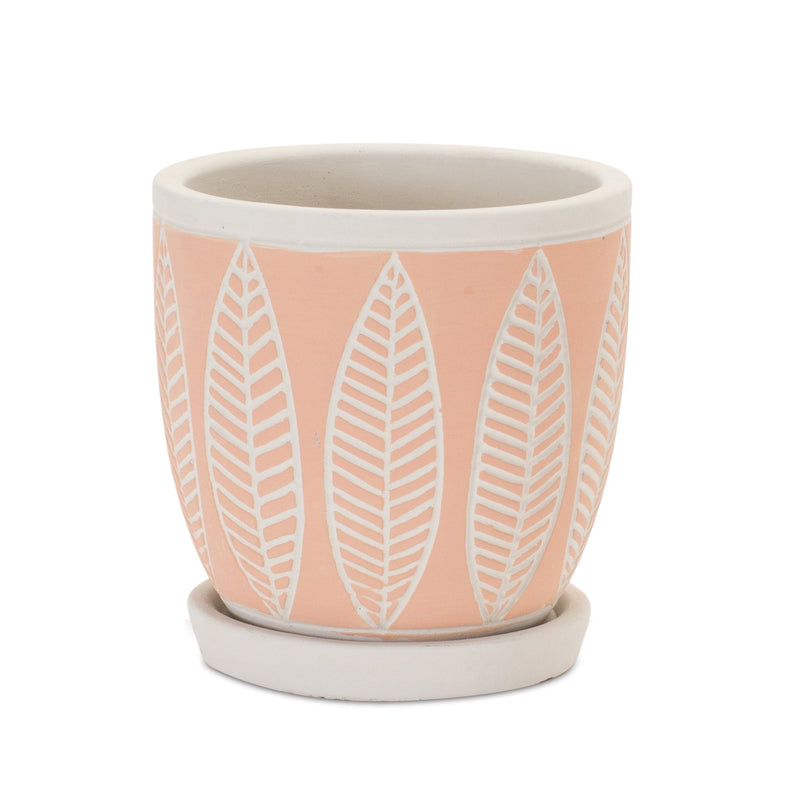 Melrose Stone Planter with Plate Set of 2 Planter