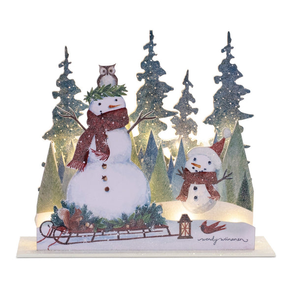 Melrose Whimsical LED Snowman Scene